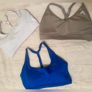 Women's Oner Active Sports Bra Set - White, Taupe, and Cobalt Blue
